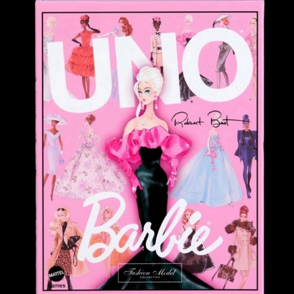 Barbie UNO Card Game with Pink and Black Design
